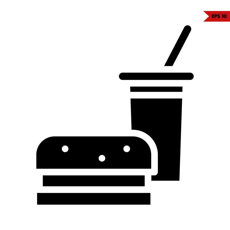 hamburguesa con taza bebida glifo icono vector