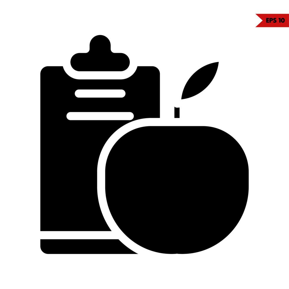 manzana con portapapeles glifo icono vector