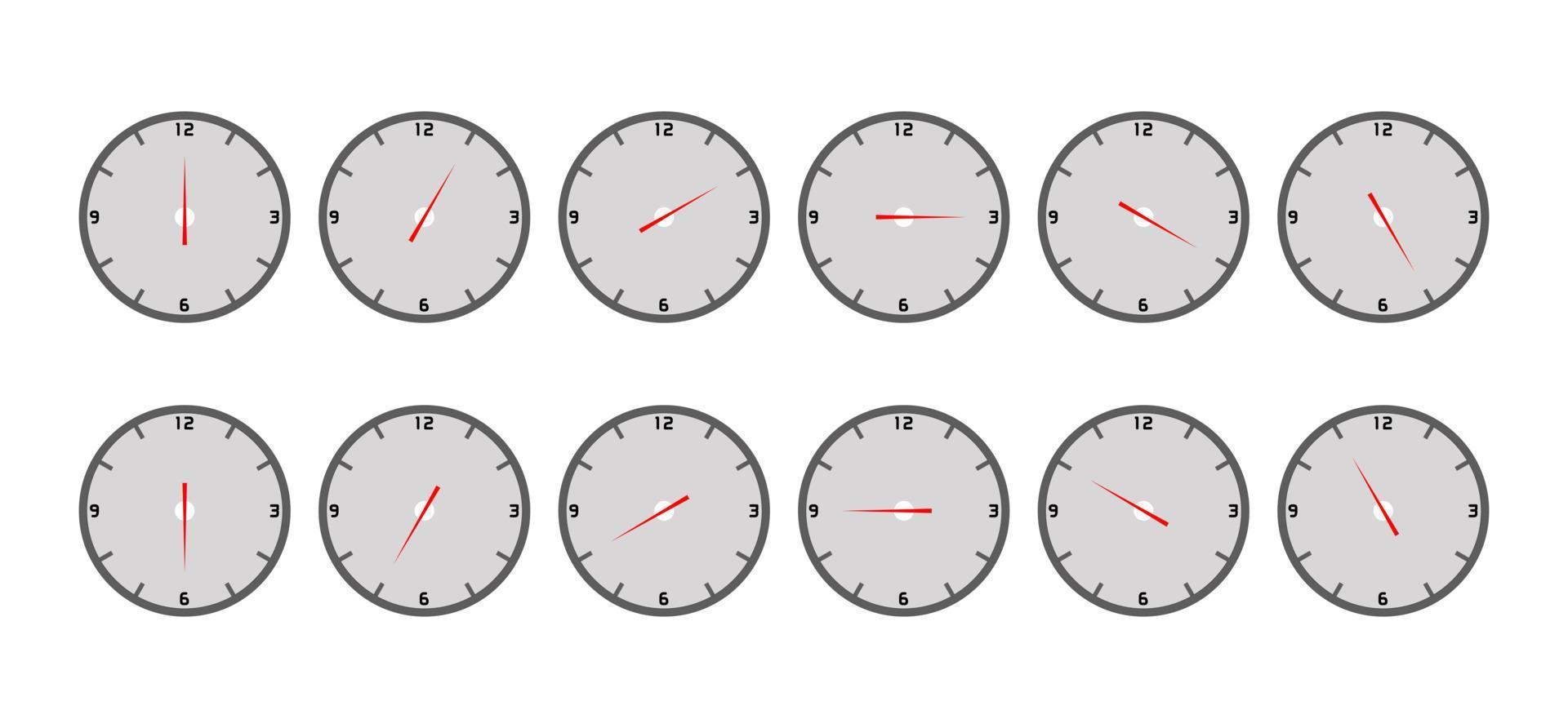wall clock set black white color isolated on white vector