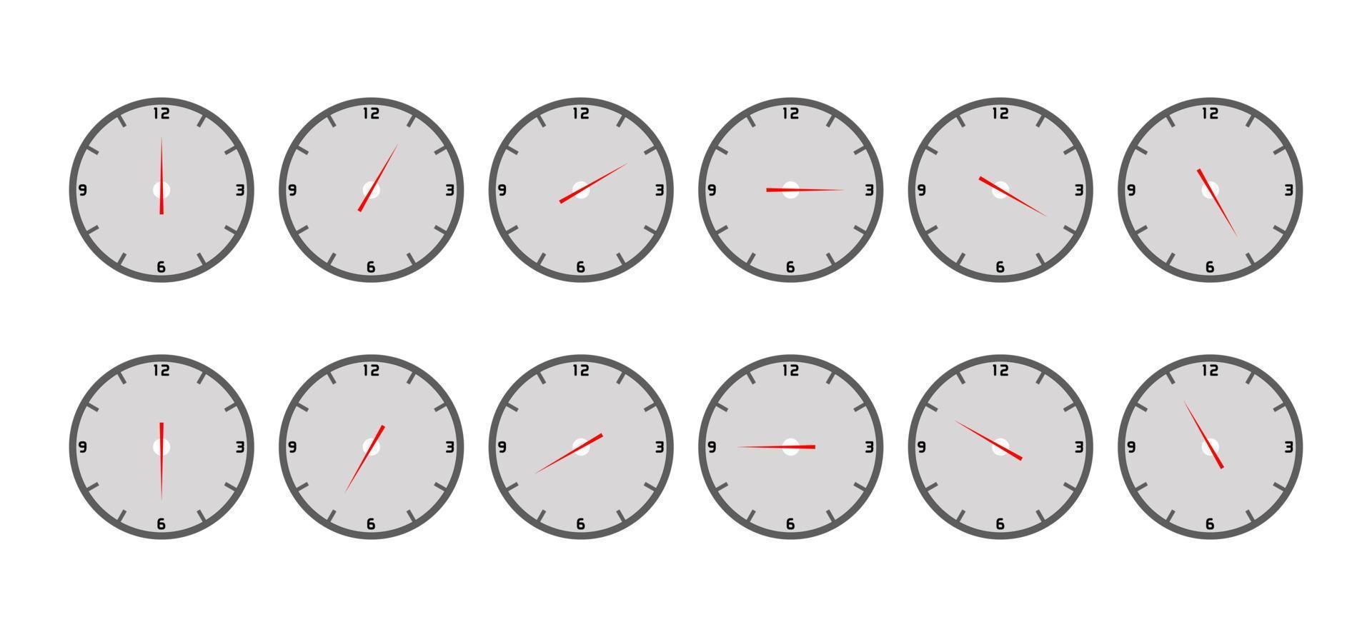 wall clock set black white color isolated on white vector