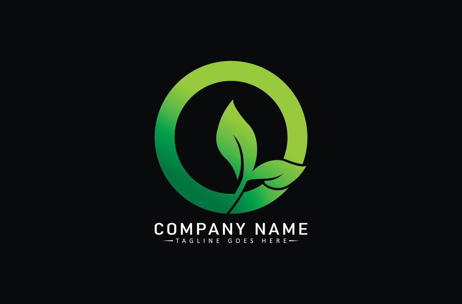 Green Leaf Gradient Color O Letter Natural Eco Friendly O Eco Logo Design vector