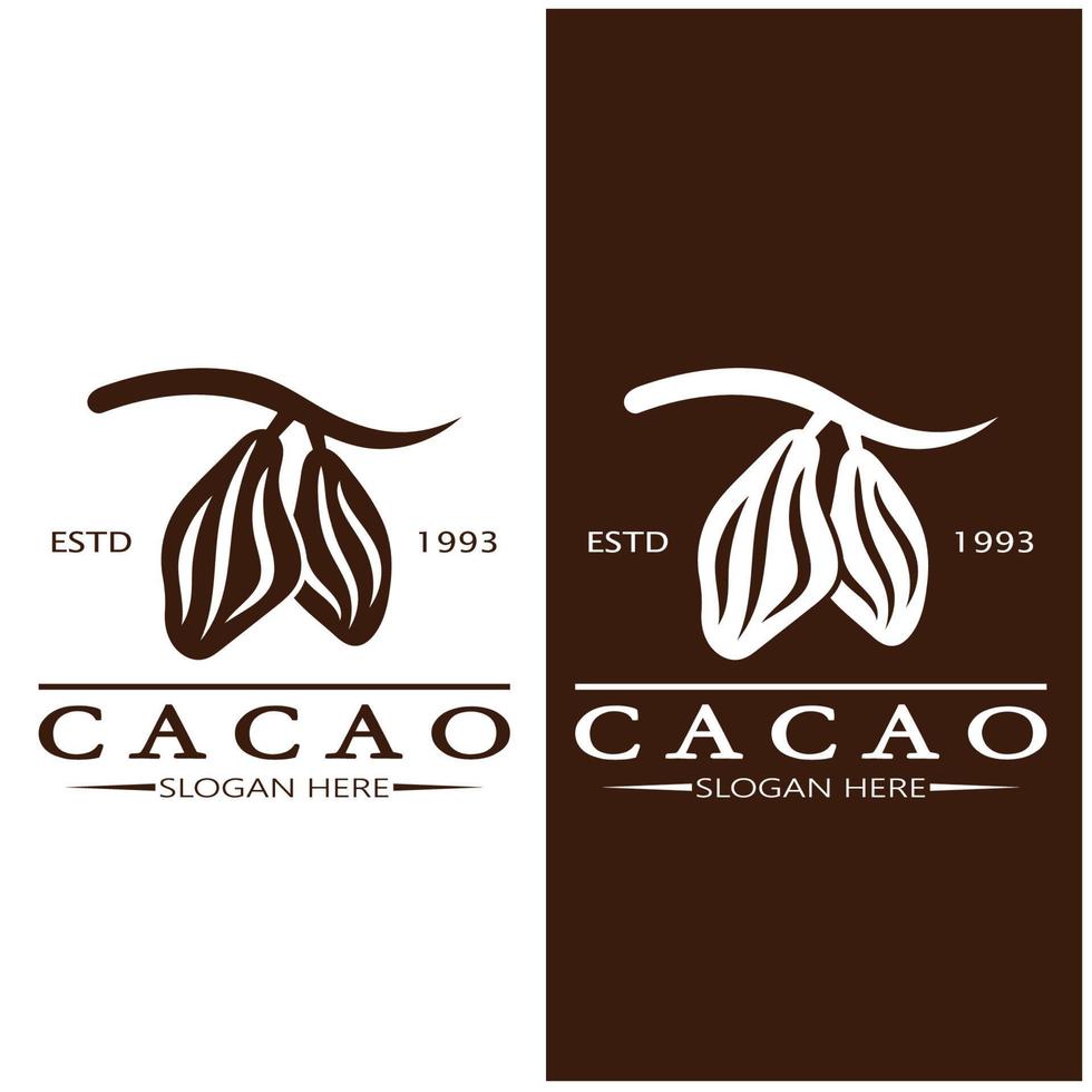 cocoa logo,cocoa bean,cocoa tree,cocoa branches and leaves,chocolate mix on white background,vintage,modern,simple,minimalist icon illustration template design vector