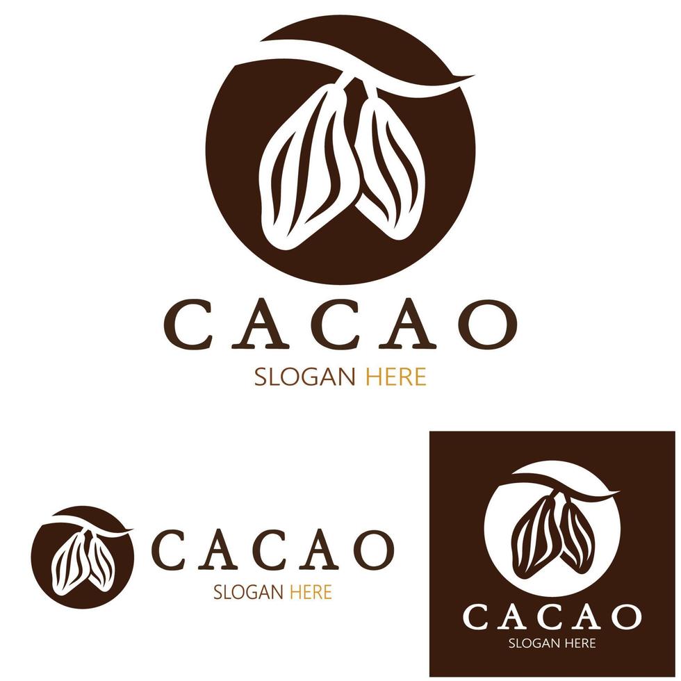 cacao logotipo,cacao frijol, cacao árbol,cacao ramas y hojas,chocolate mezcla en blanco fondo, vintage, moderno, simple, minimalista icono ilustración modelo diseño vector