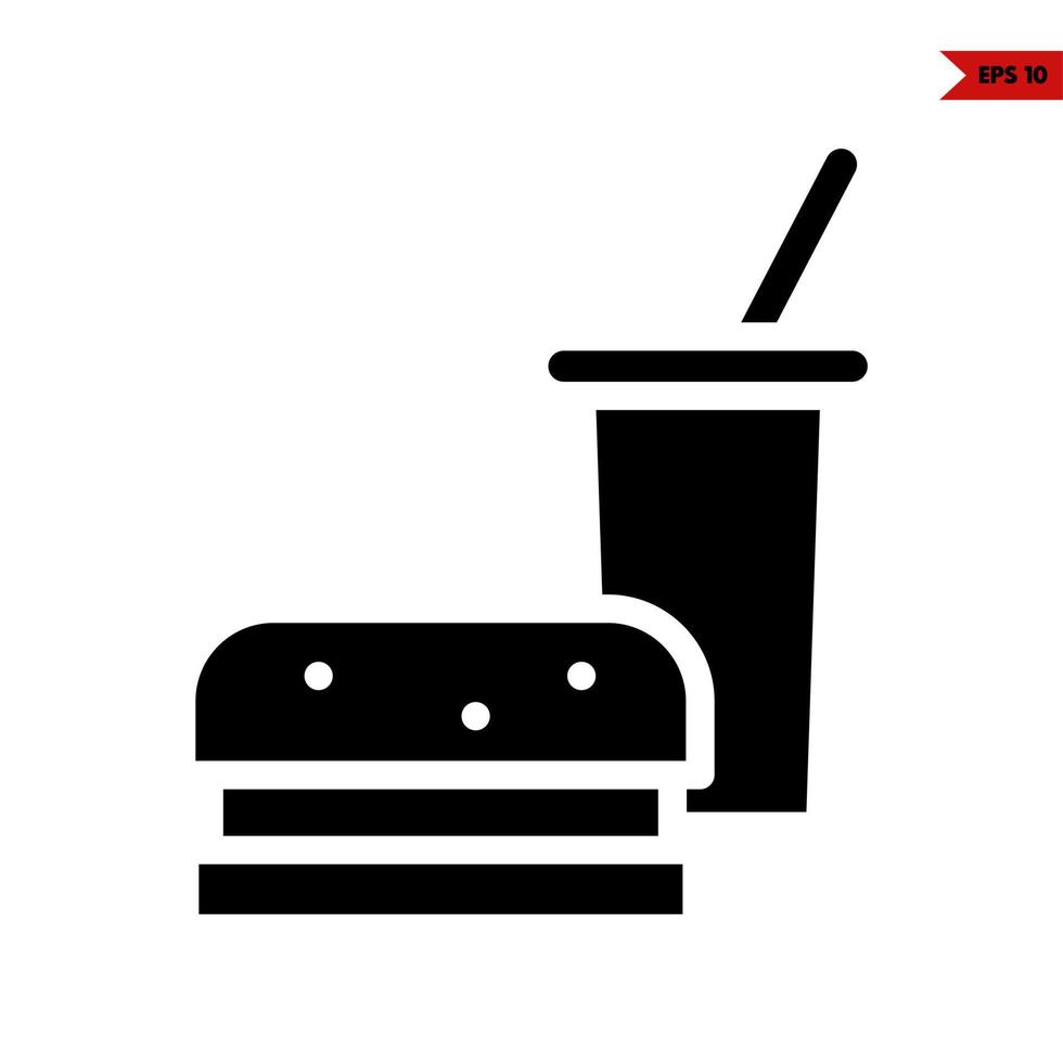 burger with cup drink glyph icon vector