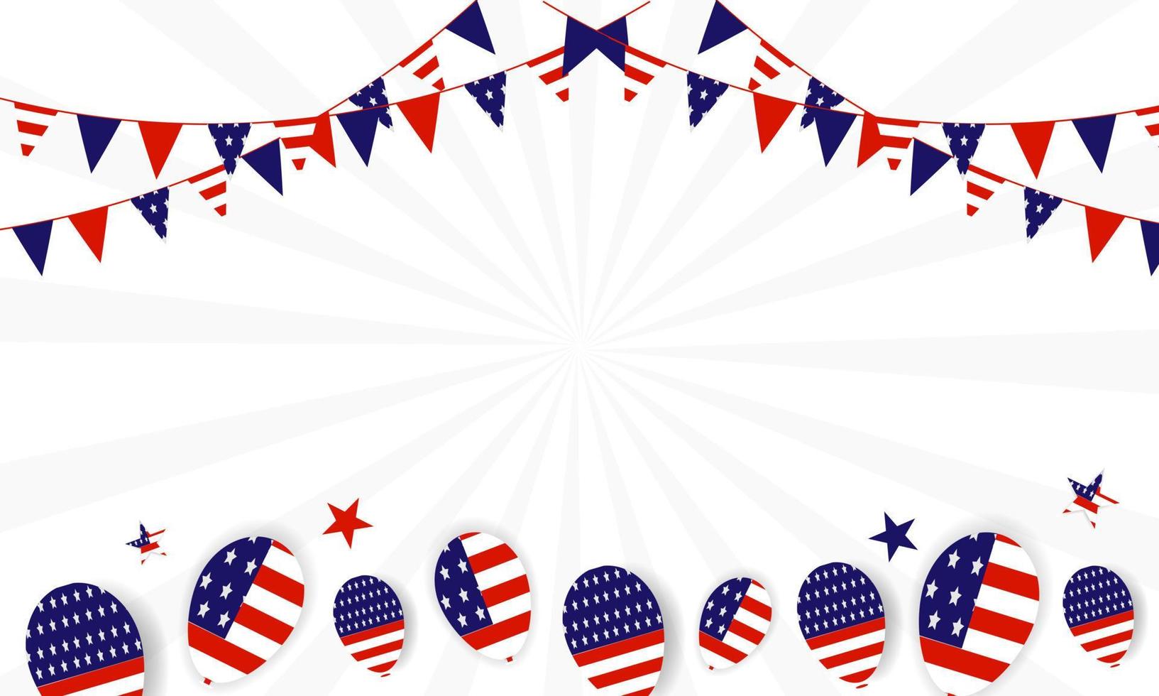 usa flag background with balloon elements and space for text vector
