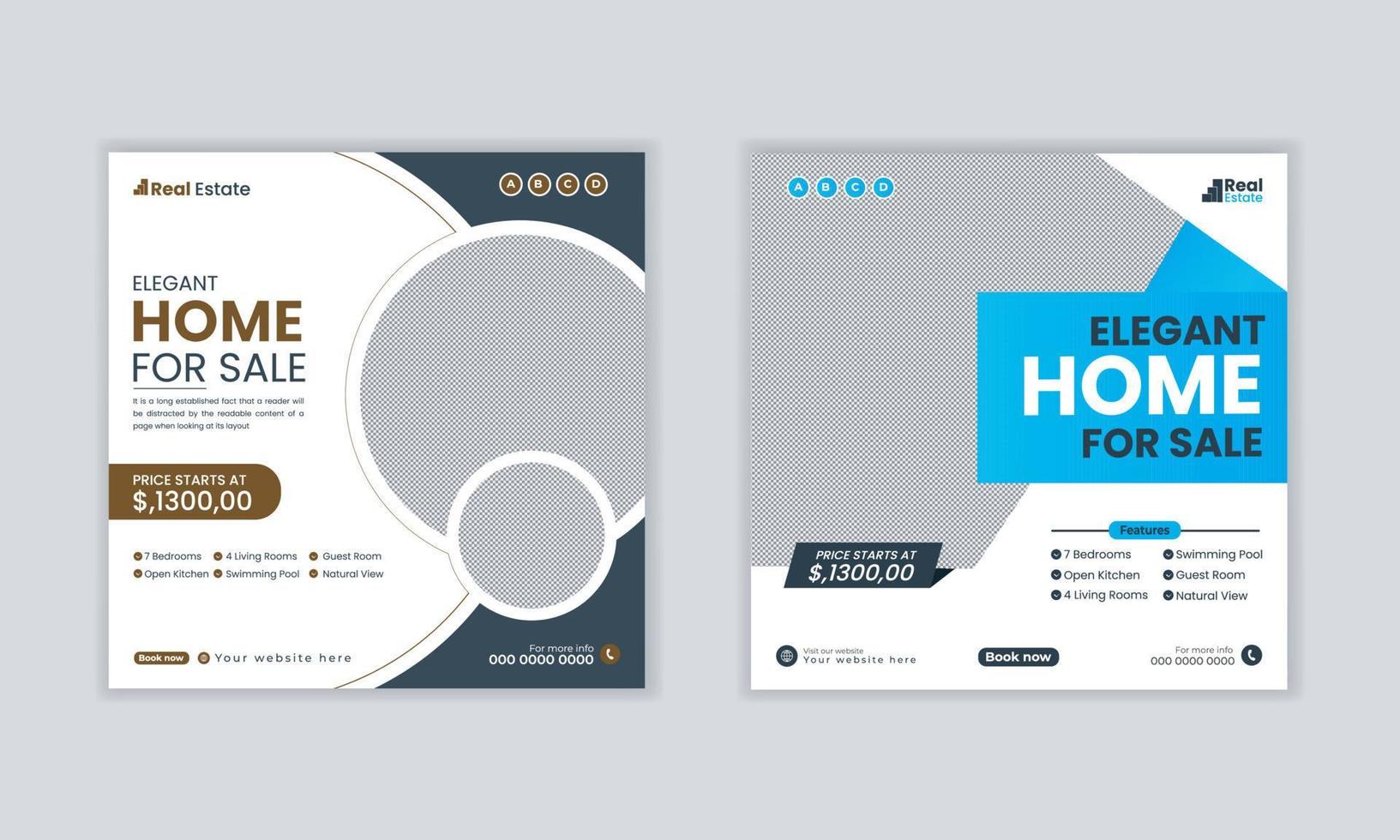 Real estate agency social media banner and online promotion event house sale template vector