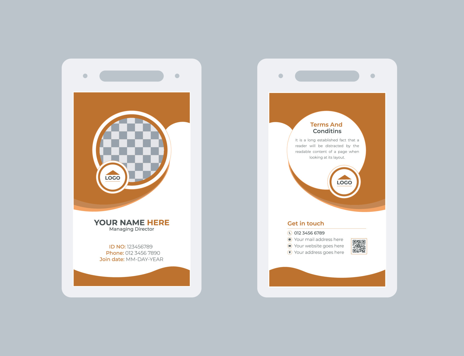 Simple blue office id card template, Id cards template abstract style