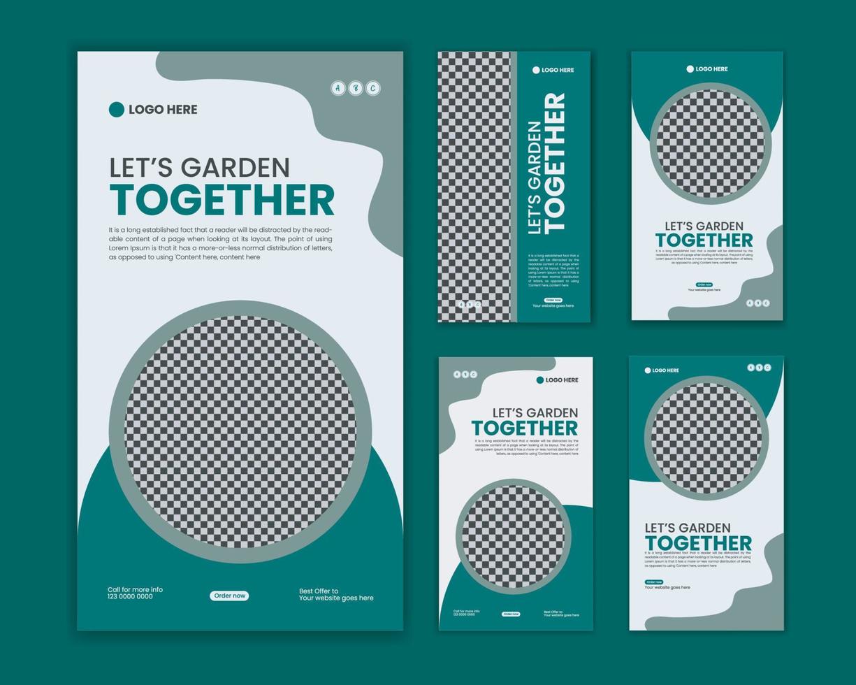 Gardening Instagram stories template for Instagram stories posts collection for gardening vector layout