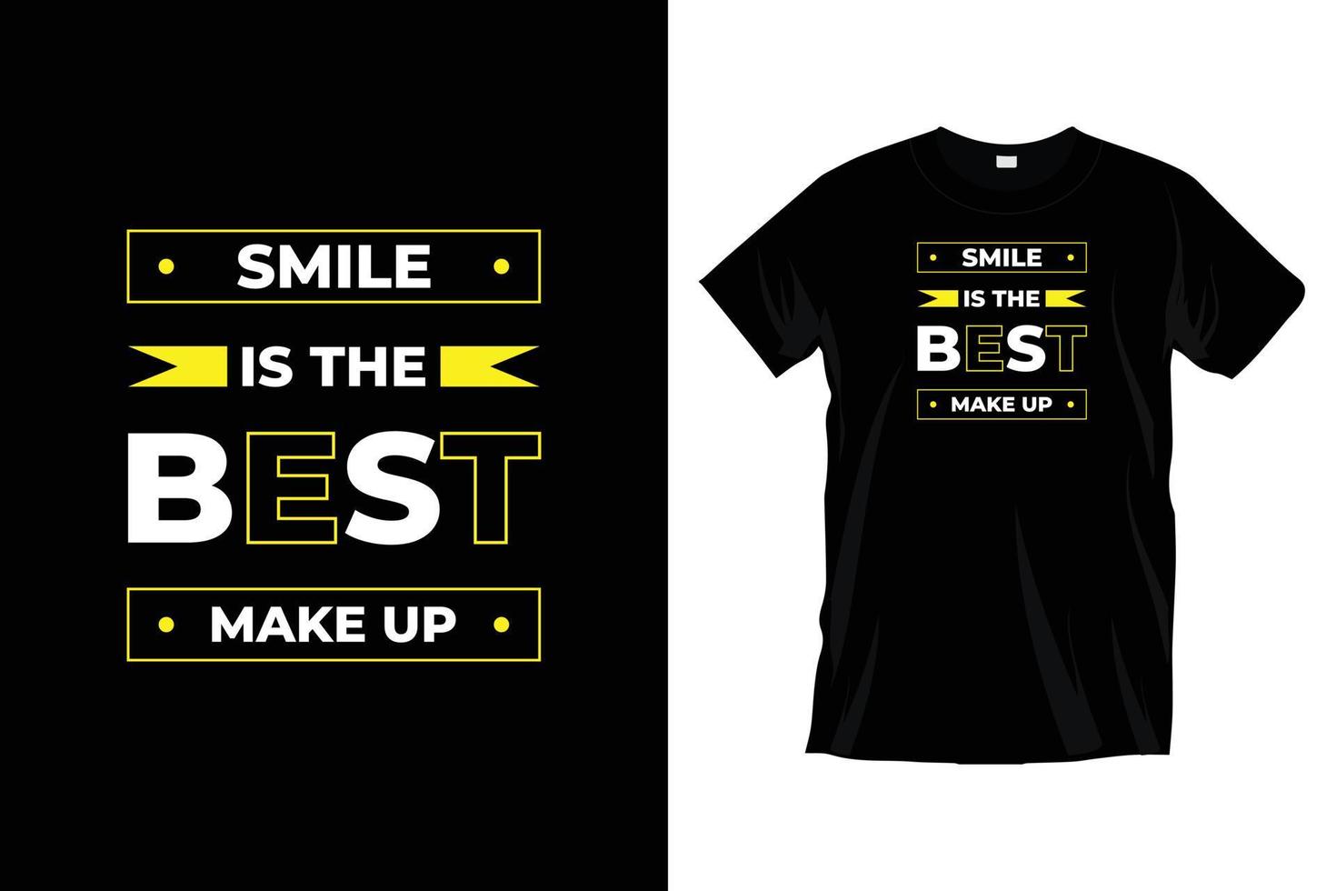 sonrisa es el mejor hacer arriba. moderno motivacional tipografía t camisa diseño para huellas dactilares, vestir, vector, arte, ilustración, tipografía, póster, plantilla, de moda negro tee camisa diseño. vector