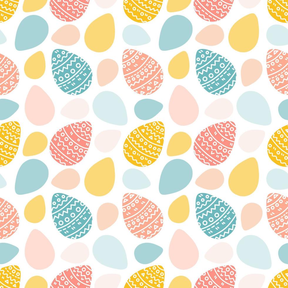 Easter eggs on white background, vector seamless pattern