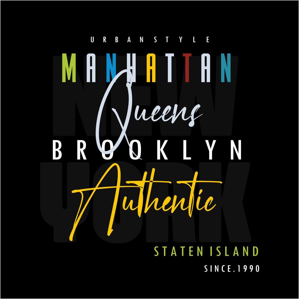 ilustración de vector de impresión de camiseta de diseño de tipografía de brooklyn