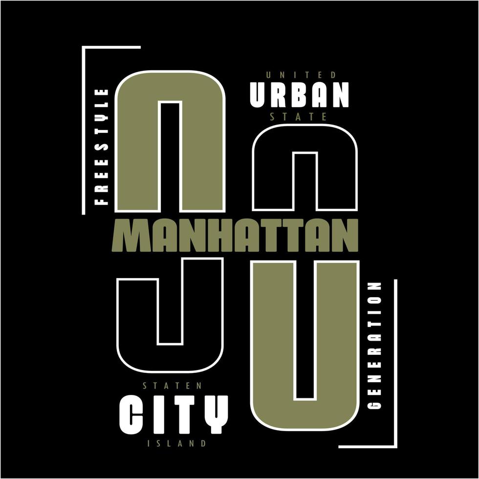 ilustración de vector de impresión de camiseta de diseño de tipografía de manhattan