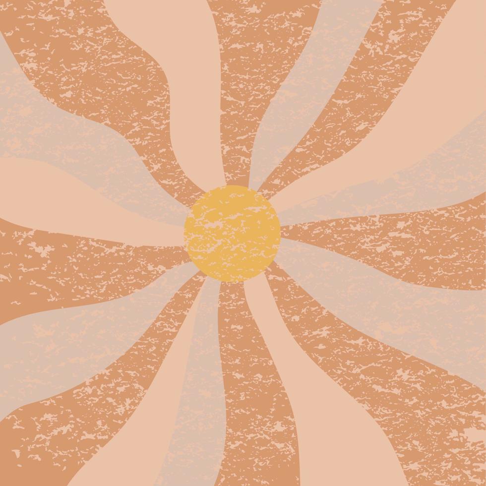 Groovy retro sunshine poster Groovy sun pastel background, wall art Vintage retro 70s print. Groovy striped background rays on center. Sunburst sunburst vintage background. Pastel boho illustration. vector