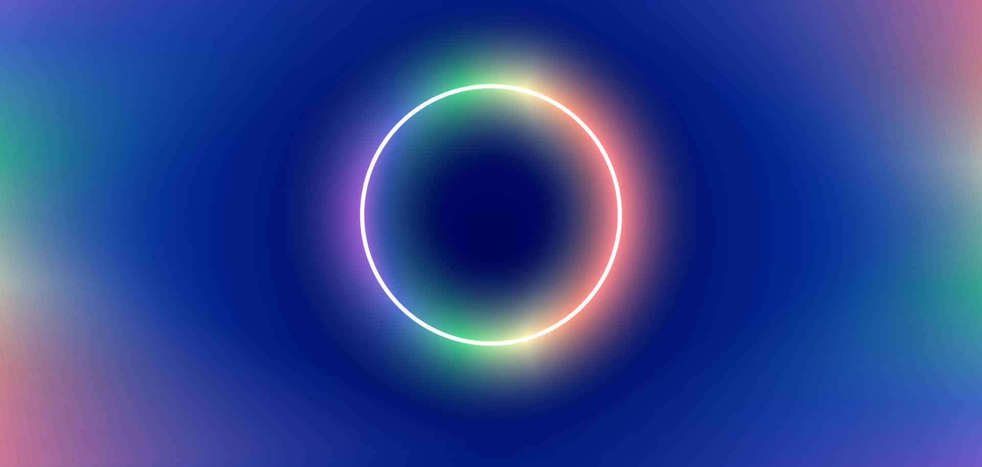 conjunto de brillante neón color círculos redondo curva forma, Aurora circulo centrar de Aurora alrededor en el oscuro azul fondo.con circular formas para logotipos vector