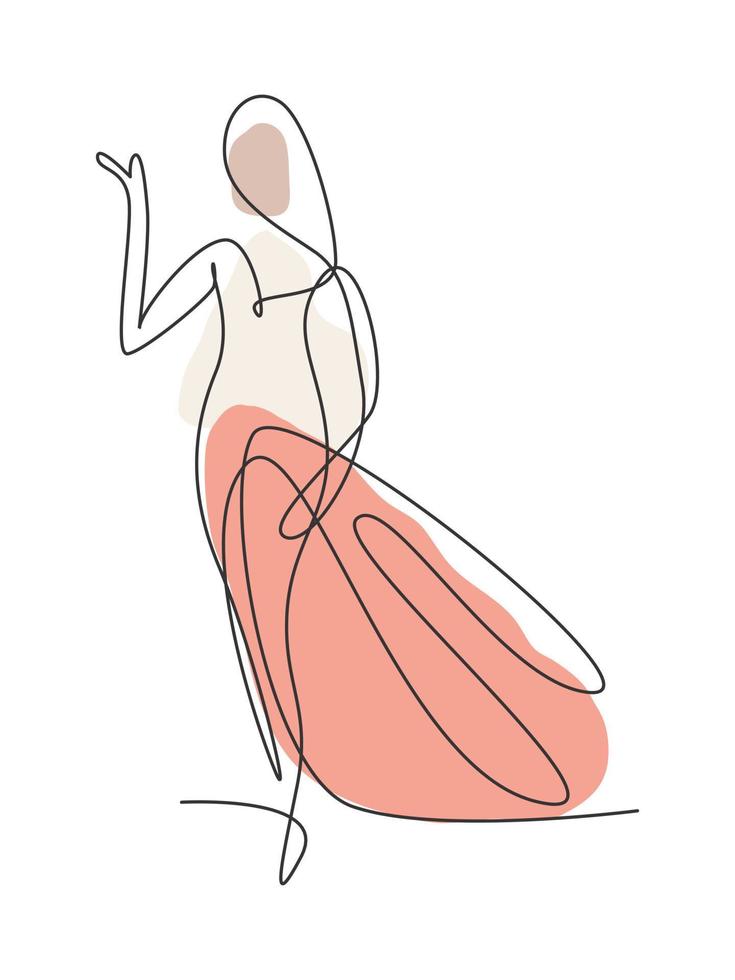 One continuous line drawing beauty woman feminine face abstract portrait print. Modern minimalism female silhouette art style concept. Dynamic single line draw graphic design vector illustration