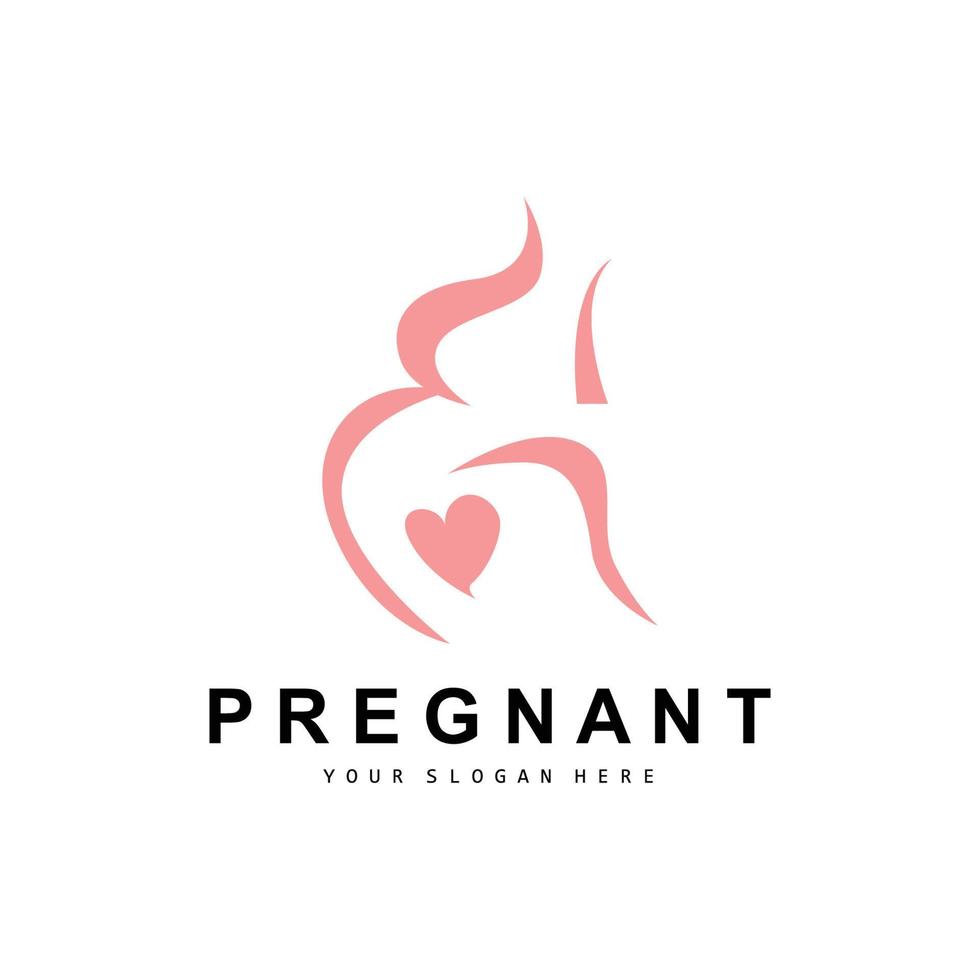 Pregnant Logo, Pregnant Mother Care Design, Vector Beauty Pregnant Mom and Baby, Icon Template Illustration