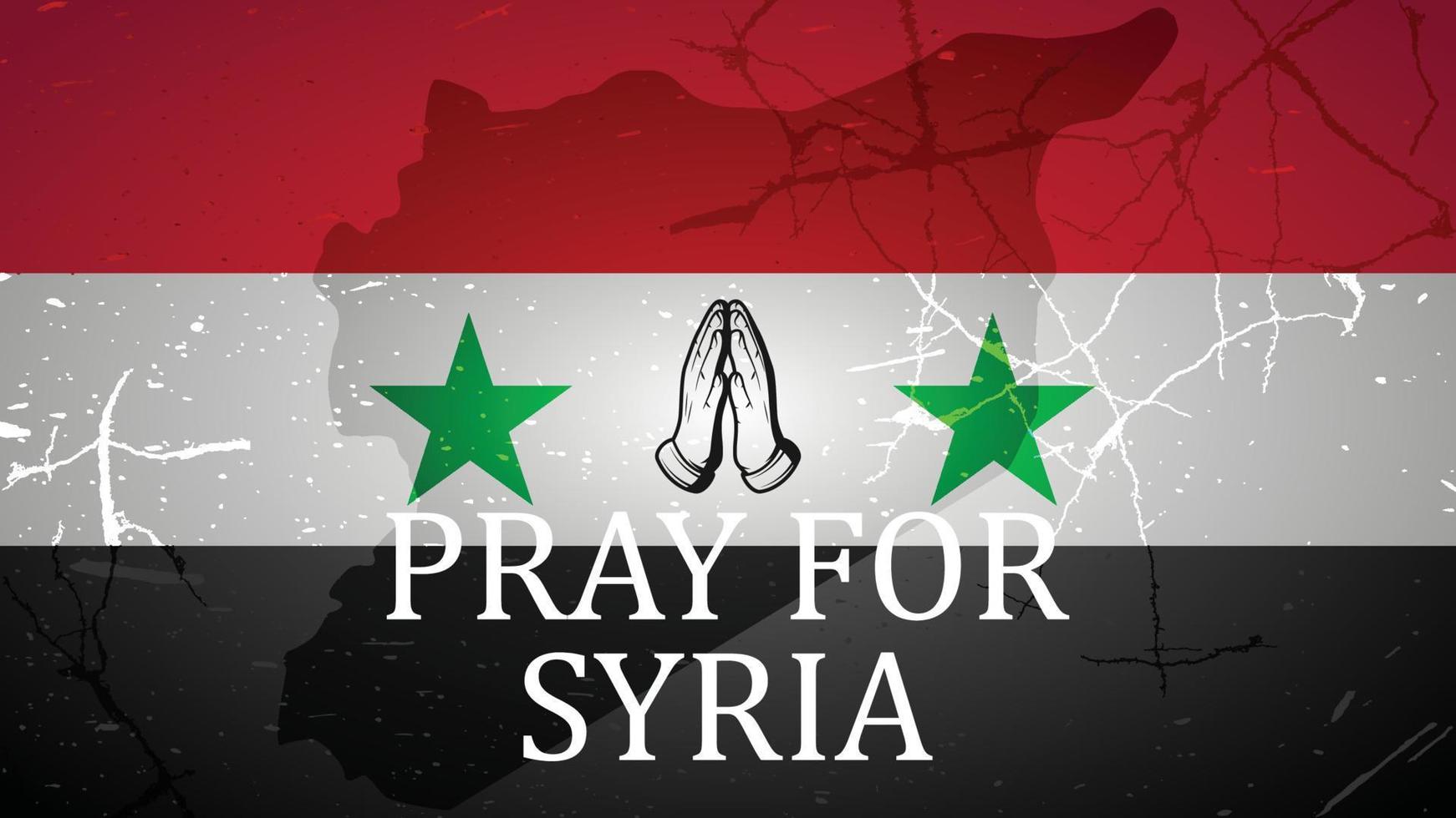 close view of Syria flag, pray for Syria, earthquake vector grunge illustration post, banner