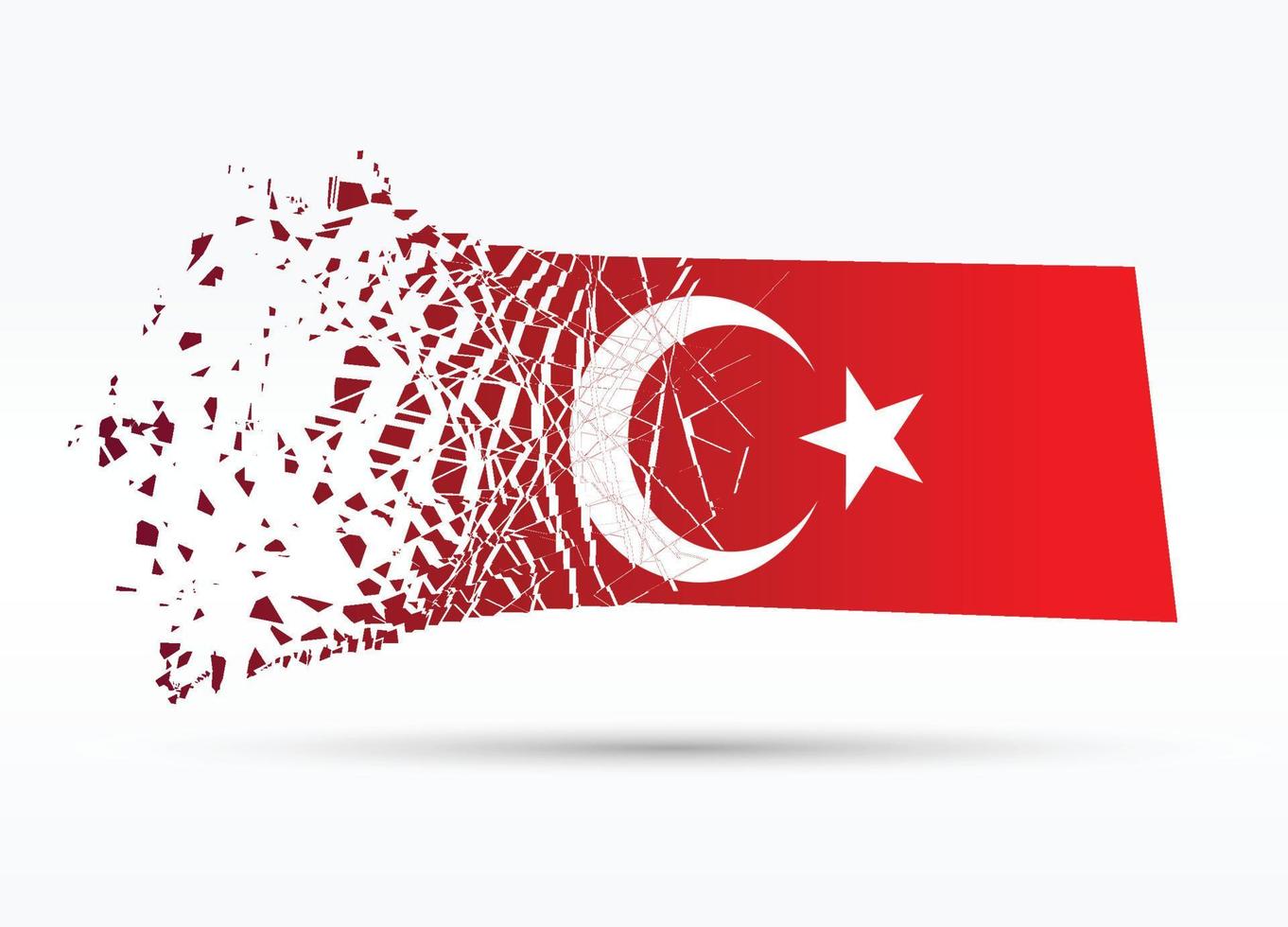 Broken Turkey flag post design, vector illustration, pray for Turkey, earthquake