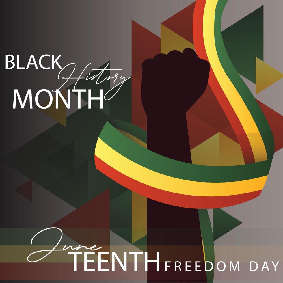 Black history month. Vector illustration template. Hand and ribbon