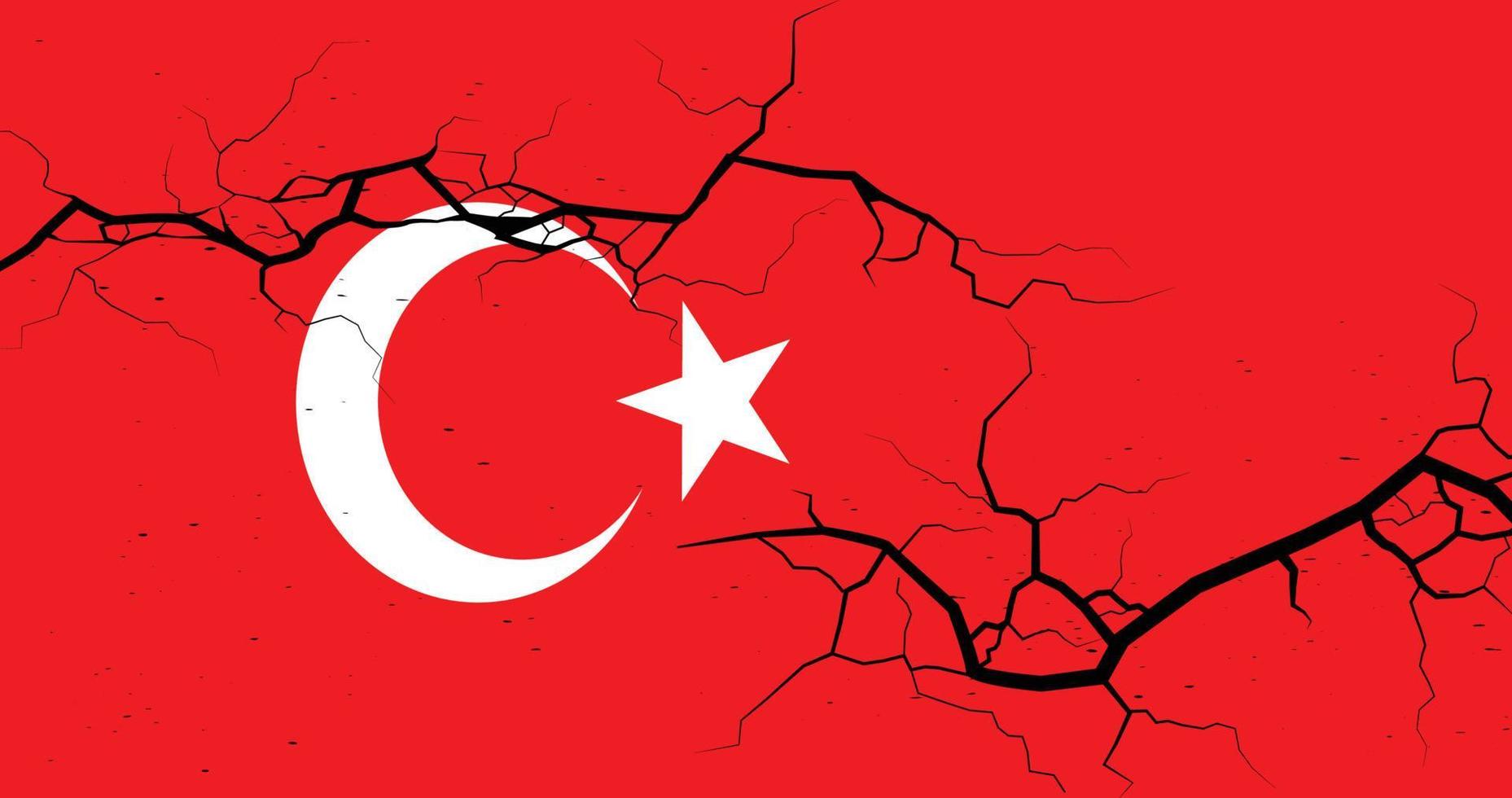 Turkey flag with Earthquakes, earthquake in Turkey, pray for Turkey vector