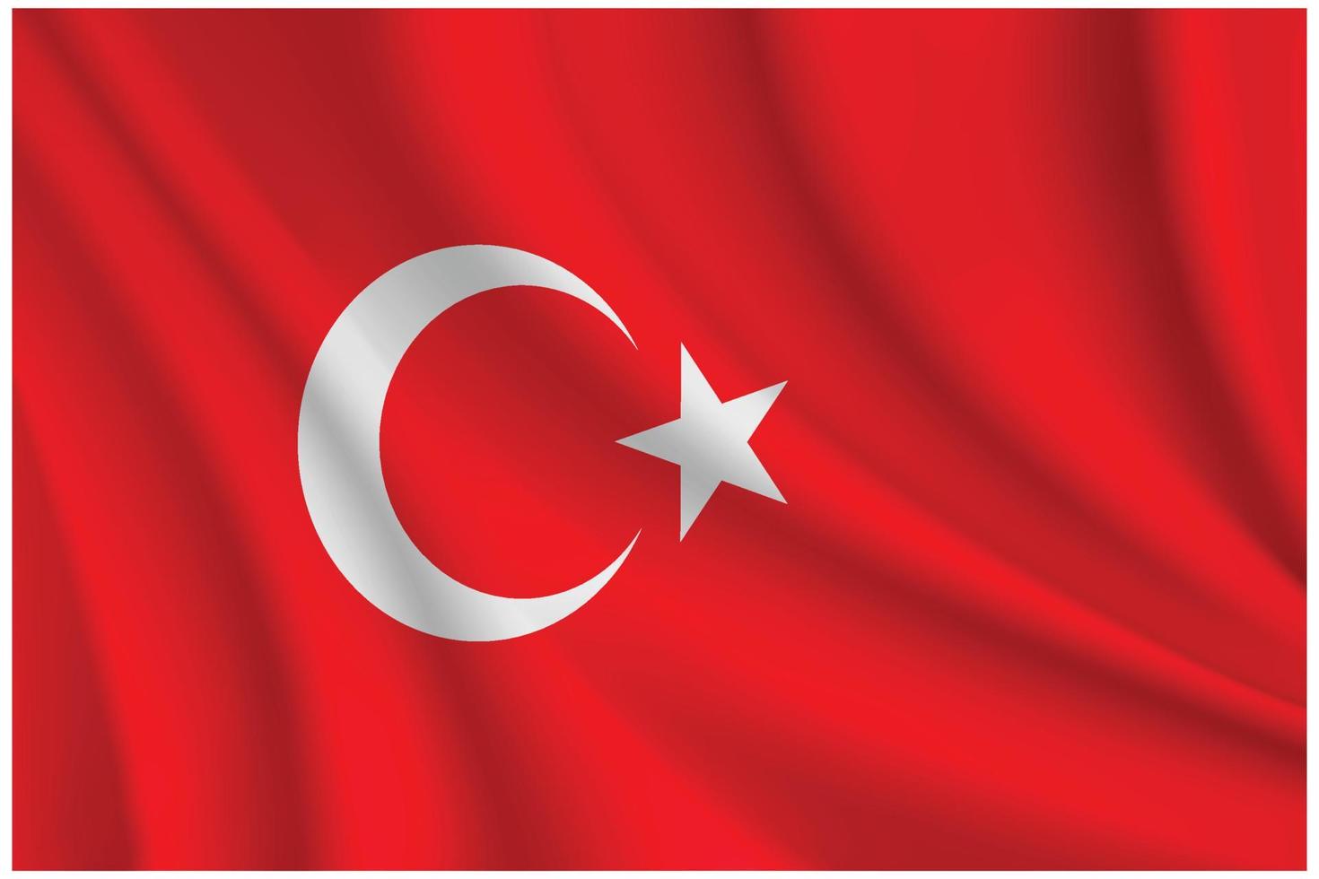 waving flag of Turkey, vector Turkey flag, red flag, closeup of Turkey flag