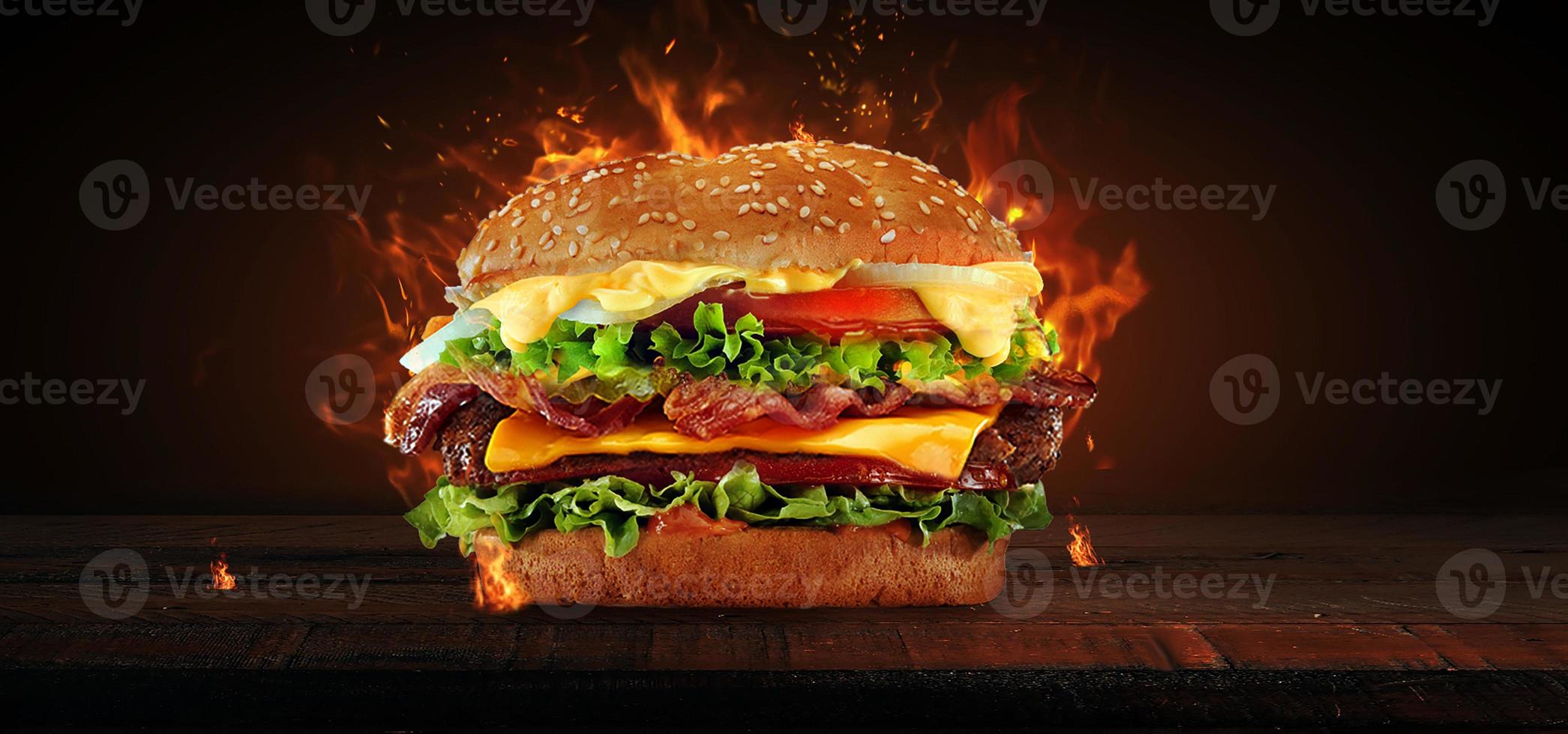fresh tasty burger isolated on white background photo