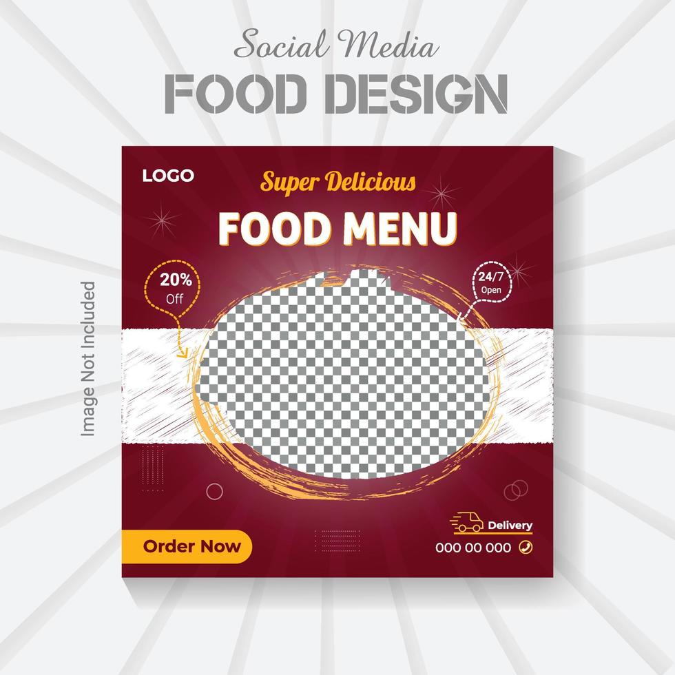 social medios de comunicación enviar restaurante comida diseño modelo. vector social medios de comunicación comida póster disposición.