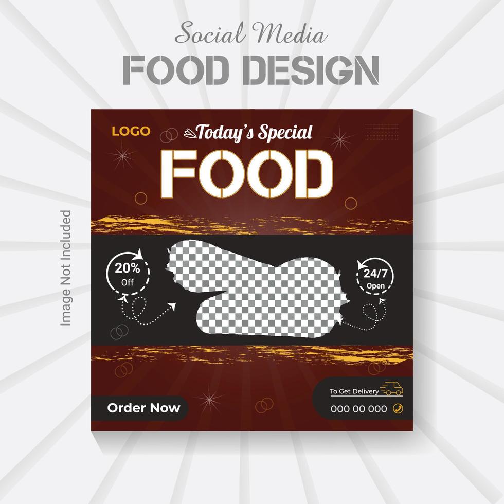 Social media post restaurant food design template. vector social media food poster layout.