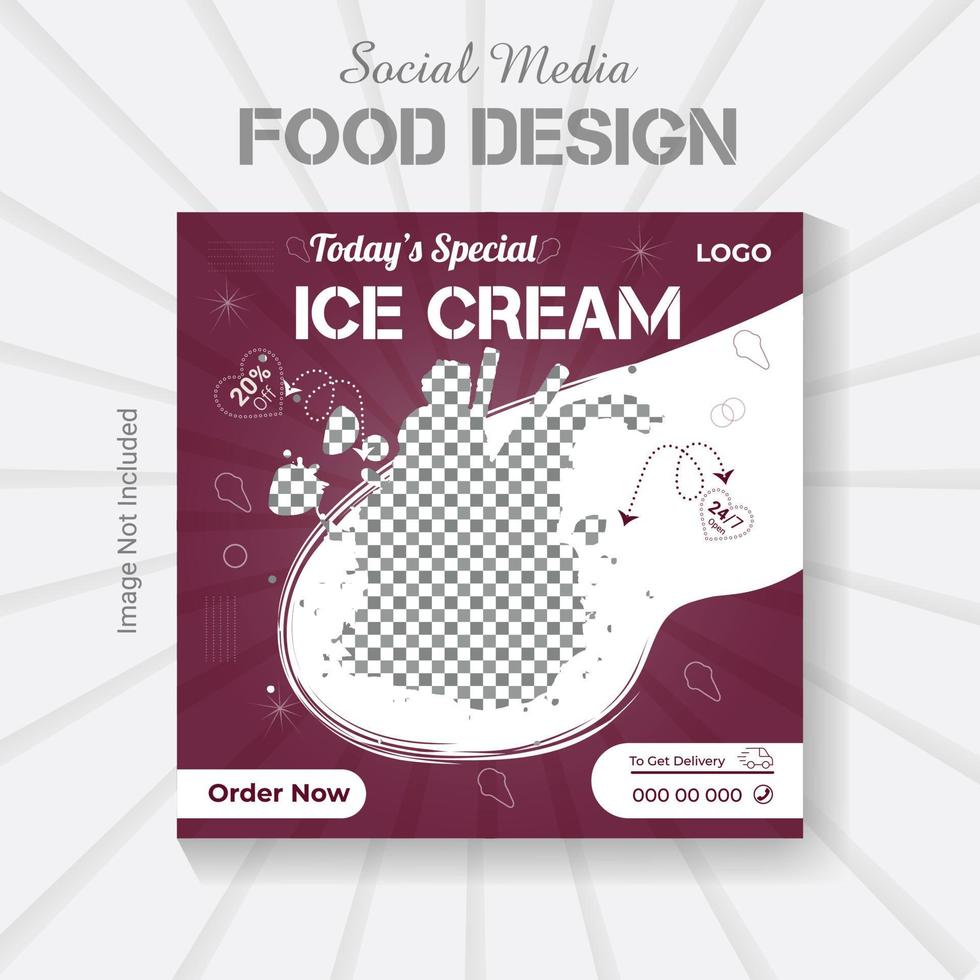Social media post restaurant food design template. vector social media food poster layout.