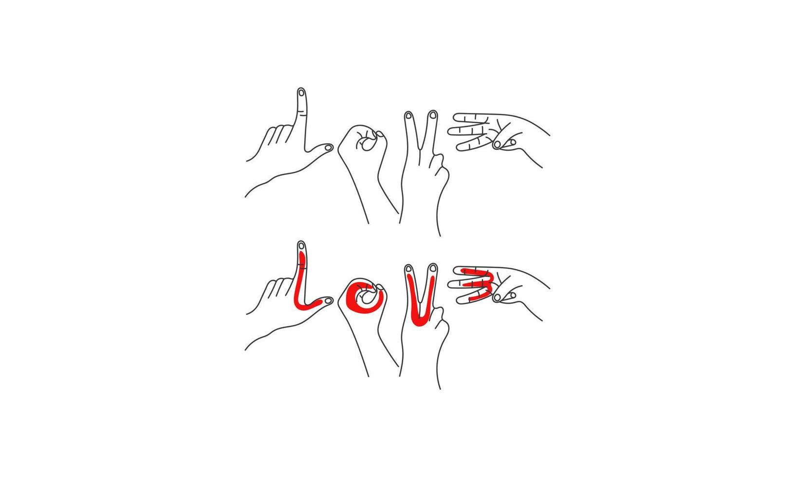 Love hand line art design vector. vector