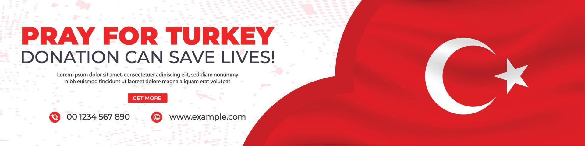 Donation for turkey social media post, Turkey web banner design, banner design for pray for turkey vector