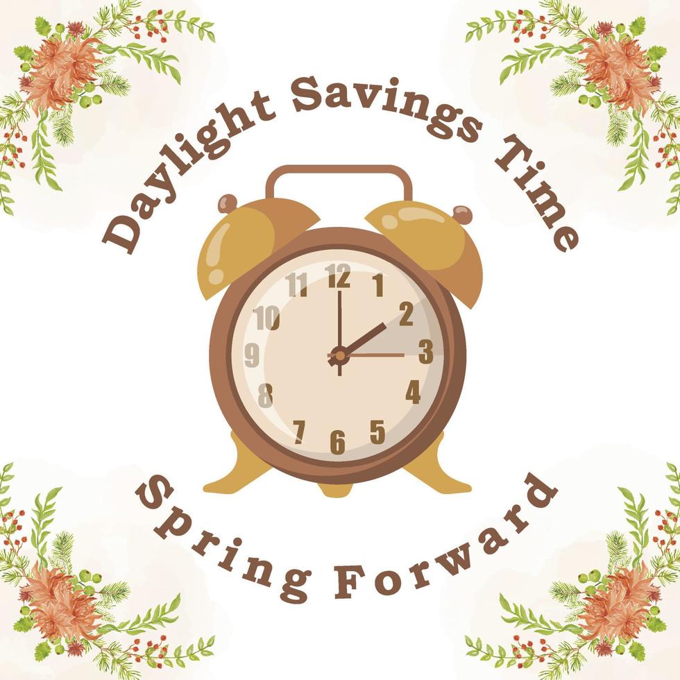 Daylight Saving Time concept. The clocks moves forward one hour. illustration vector