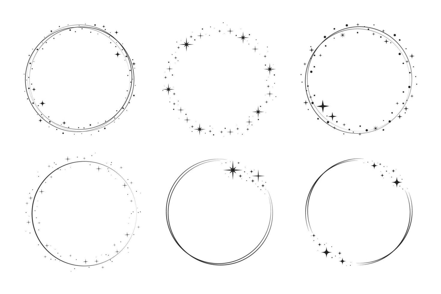 Star circle frame set. Wreath round vector