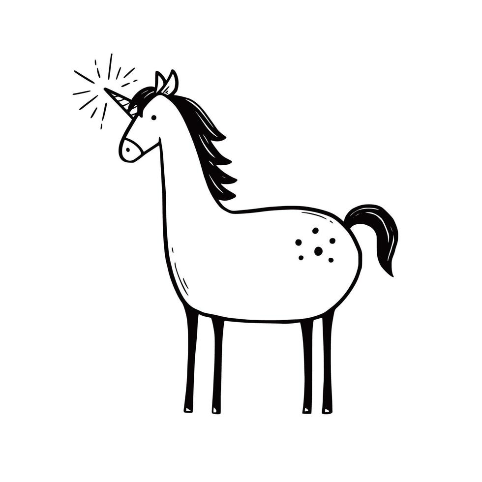 Doodle unicorn set. Hand drawn vector