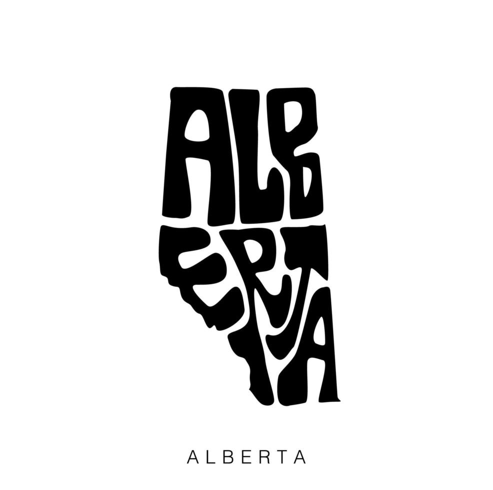 Alberta state of Canada vector lettering. Alberta Typography map lettering.