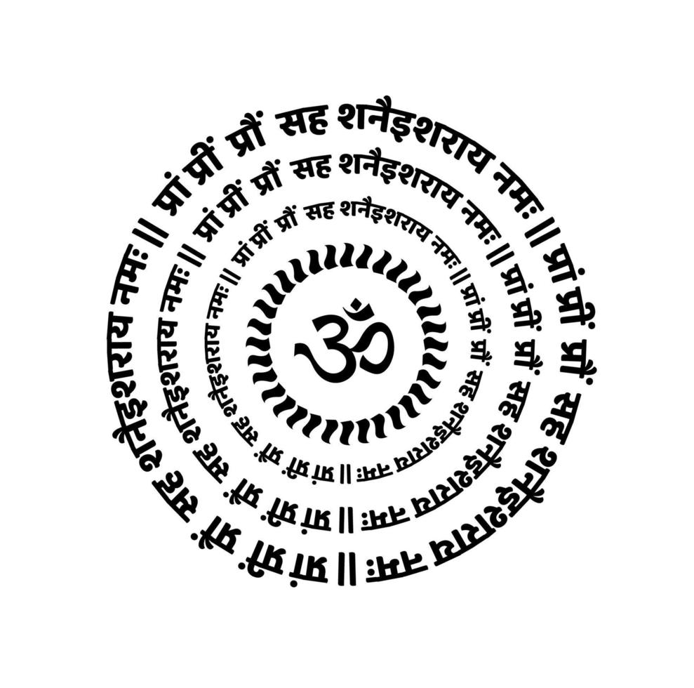 Hindu lord Shani mantra in Sanskrit. Ode to Lord Shani to be in my favor and calm my senses. vector