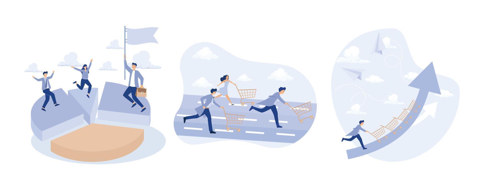 Niche market, unique or specific group of customers ,marketing strategy concept, set flat vector modern illustration