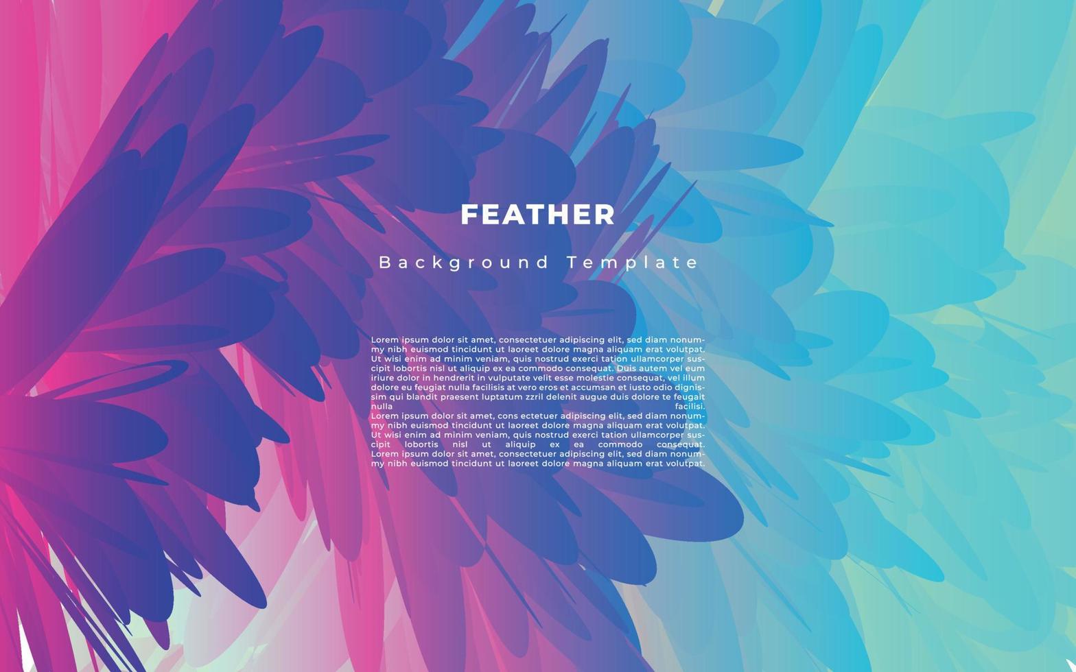 Colorful abstract feather background template copy space for poster, landing page, banner, or business card design vector