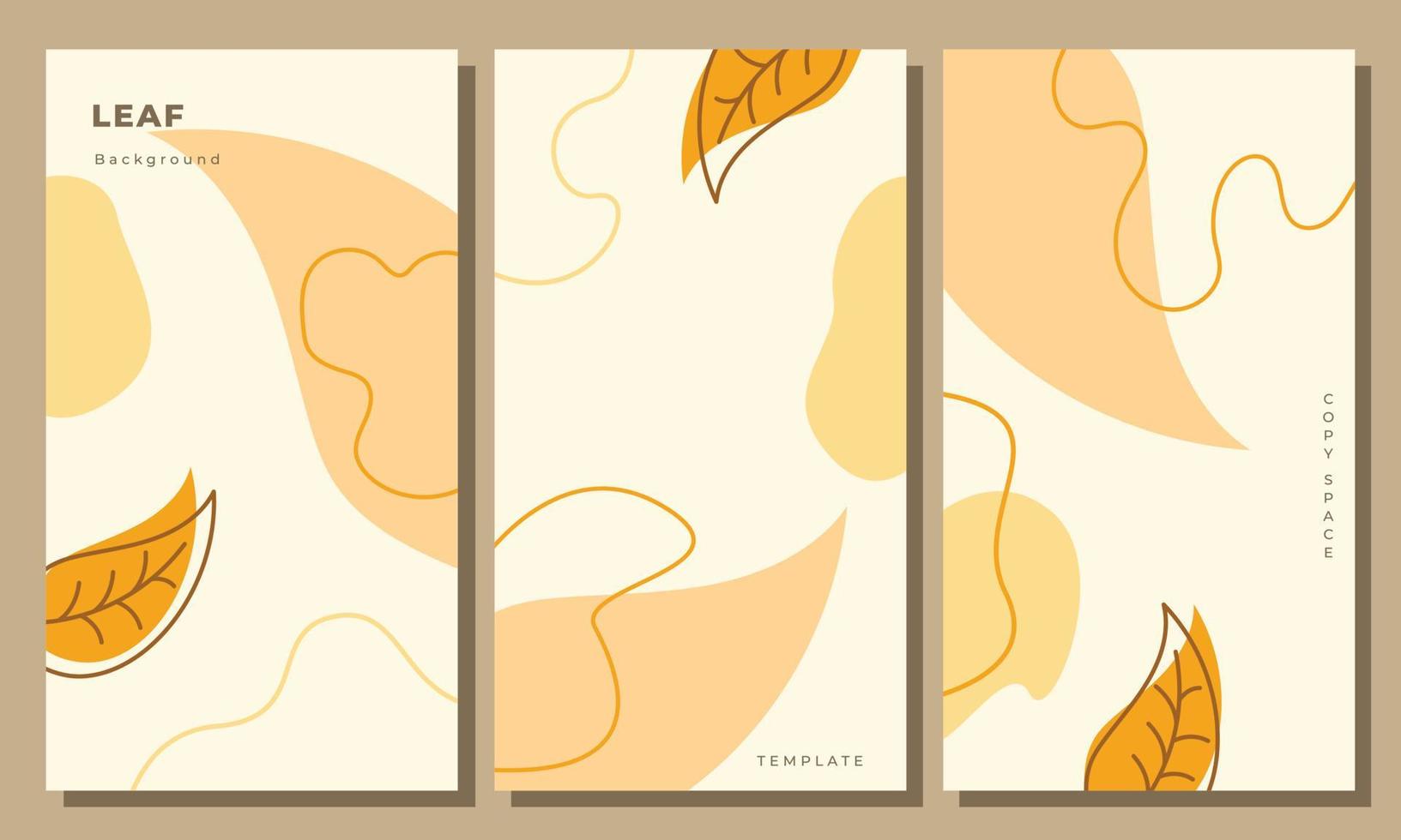 Brown leaves background template set copy space for poster, landing page, business card, or banner. Fall season themed background template. vector