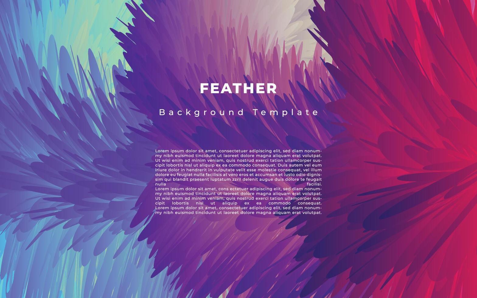 Colorful abstract feather background template copy space for poster, landing page, banner, or business card design vector