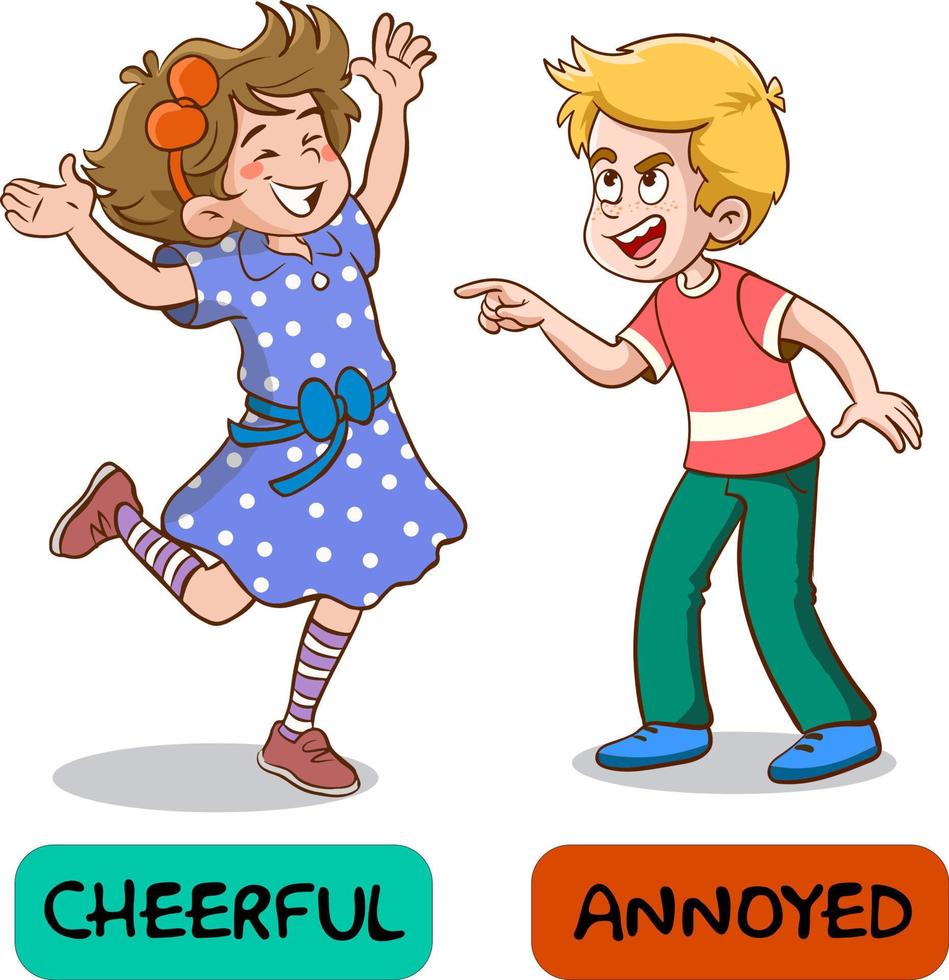 cheerful and angry childs cartoon vector