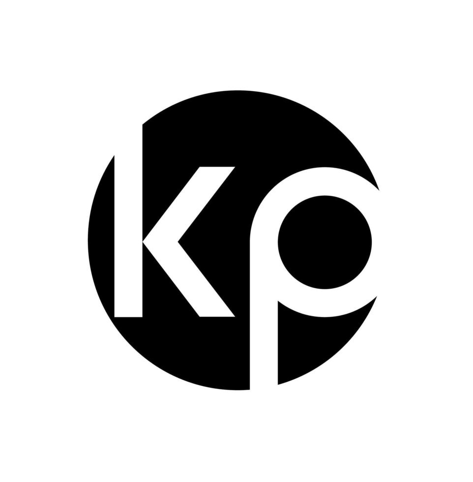 KP letters on black round. KP letters monogram. vector