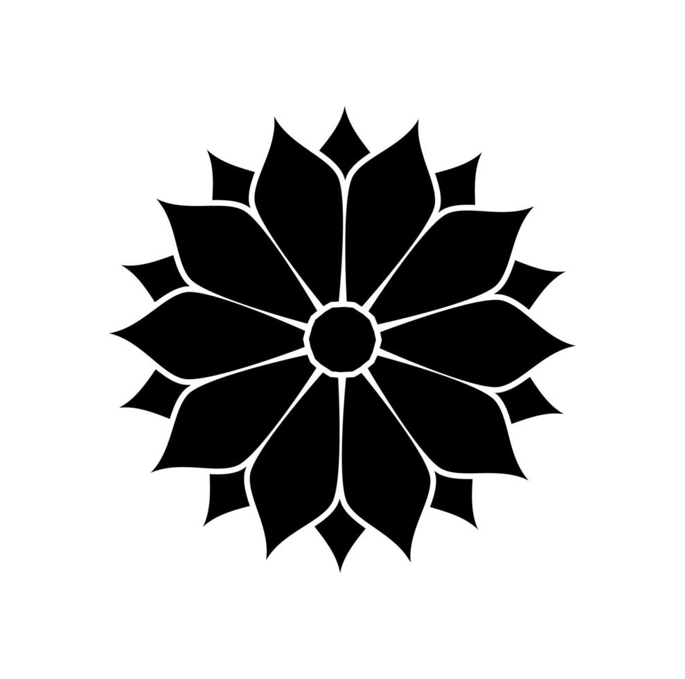 Black lotus icon. Indian lotus isolated vector sign.