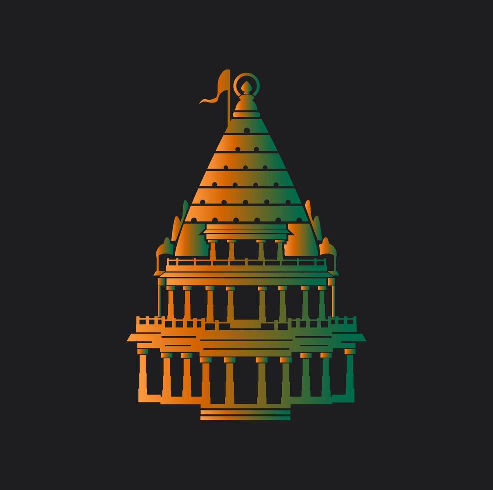 Mahakaleshwar temple lord Shiva temple icon. Mahakaleshwar mandir symbol. vector