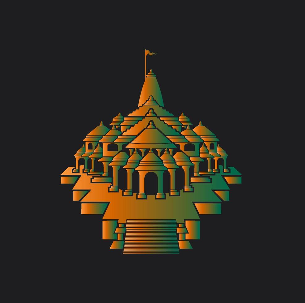 Lord Shri Ram Mandir vector colorful icon. Ram Mandir Ayodhya illustration.