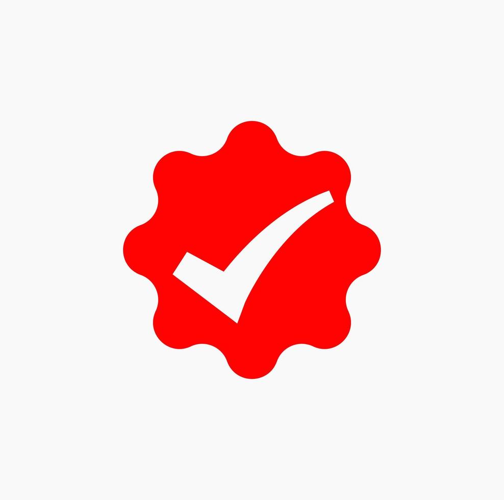 Red tick vector icon. Red mark symbol.