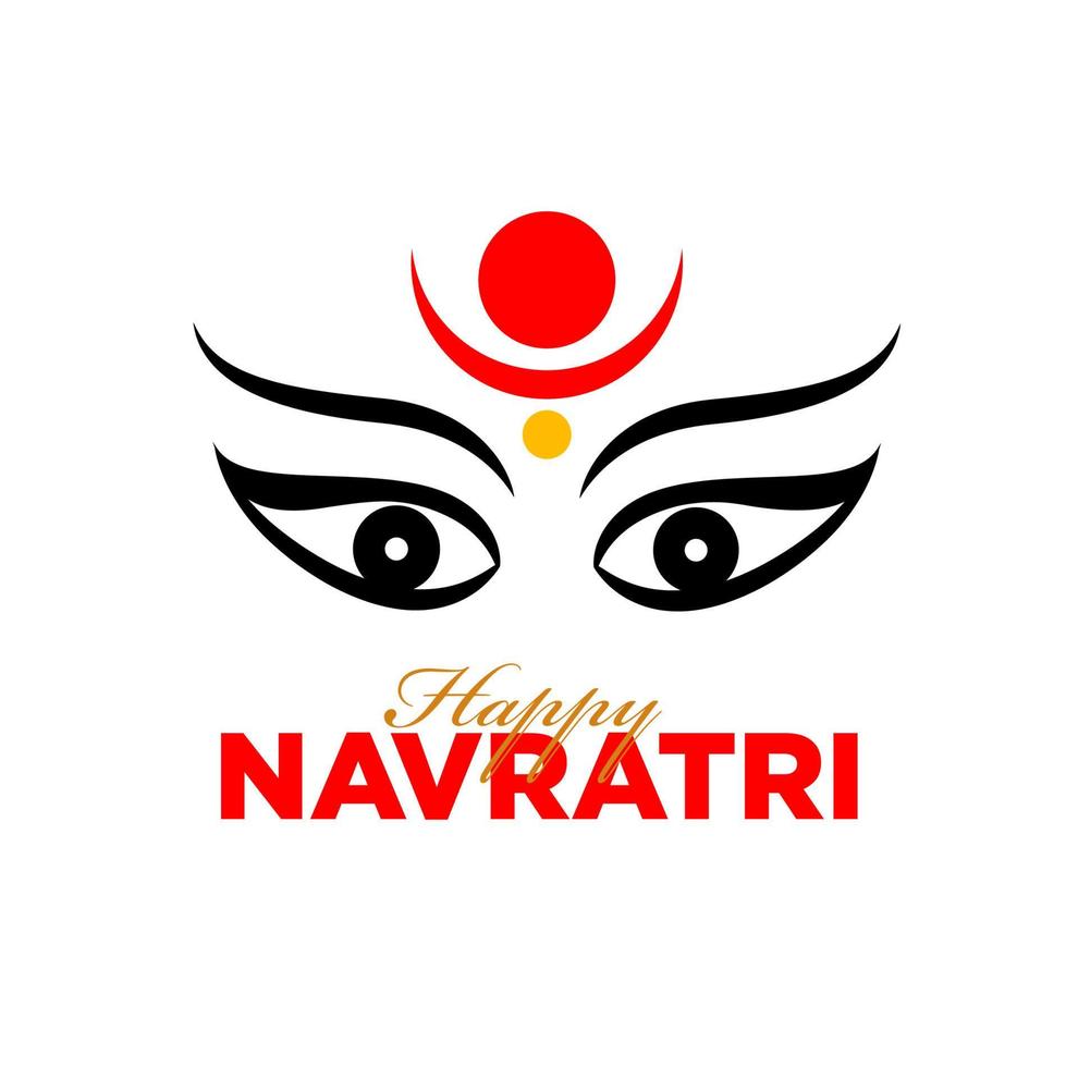 Happy Navratri Greetings with Durga face illustration. vector