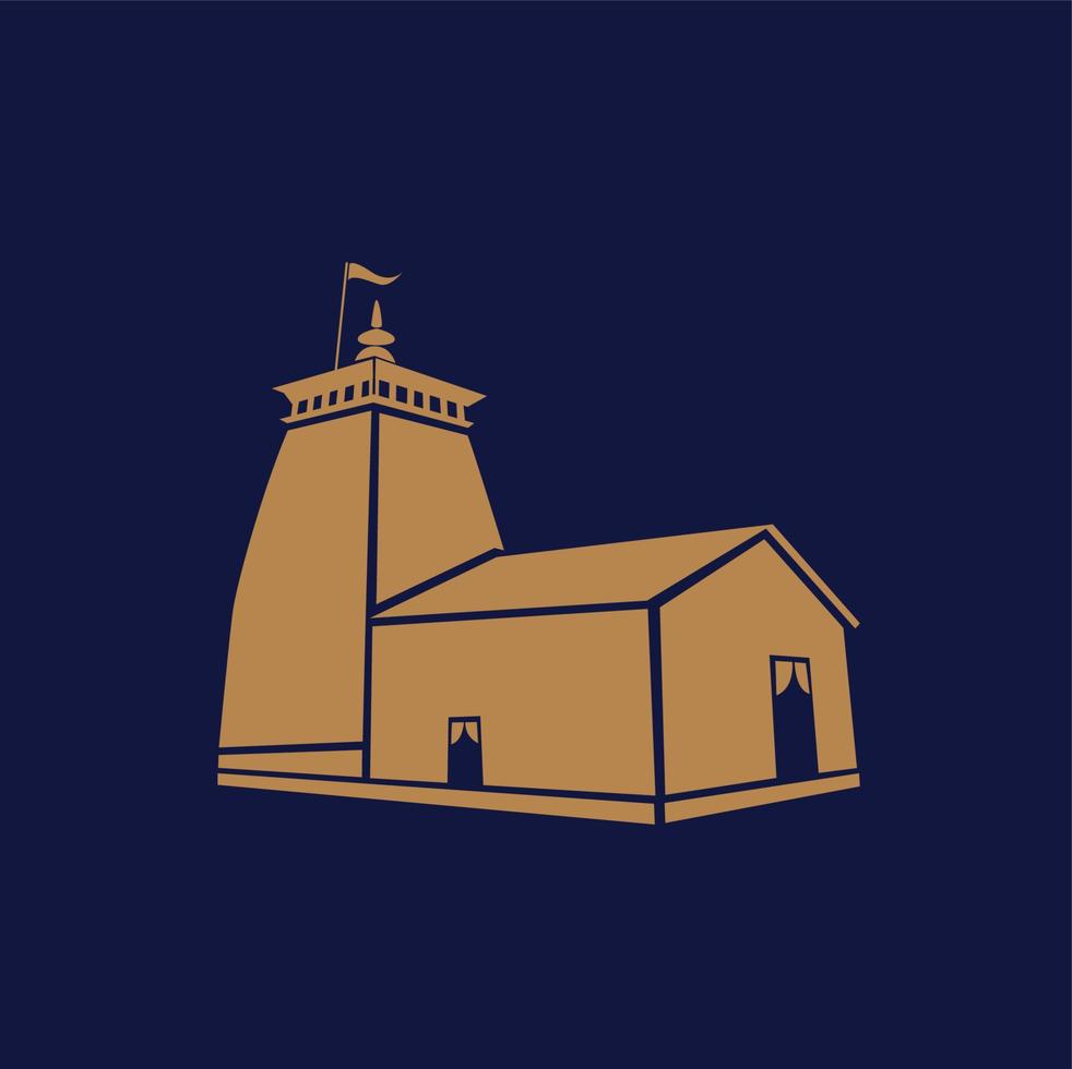 Shri Kedarnath Dham temple icon. Lord Kedarnath shiva temple. vector