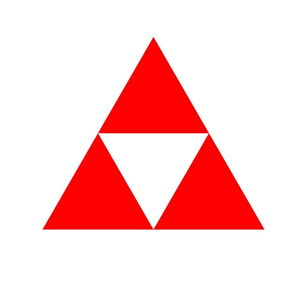 Three red triangles  icon. 3 triangles icon. vector
