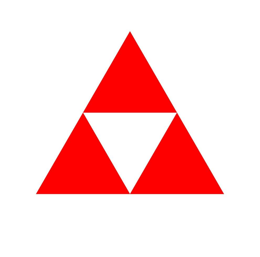 Three red triangles icon. 3 triangles icon. 20291224 Vector Art at